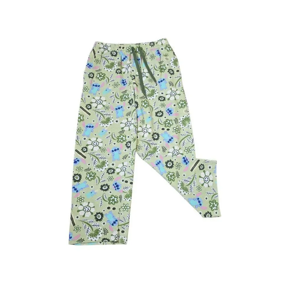Disney Lilo and Stitch Drawstring Waist Pajama Lounge Pants Womens Size XS Green - Picture 2 of 6